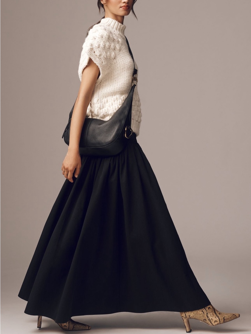 Mare Mare  Black Maxi Skirt with Gathered Waist - Picture 7 of 11
